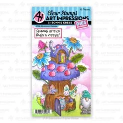 Art Impressions Critter Cubbies Clear Stamp & Die Set - Mushroom Cubbies