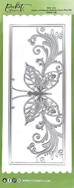 Picket Fence Studios Slim Line Hopes And Dreams Butterfly 4x10 Inch Cover Plate Dies