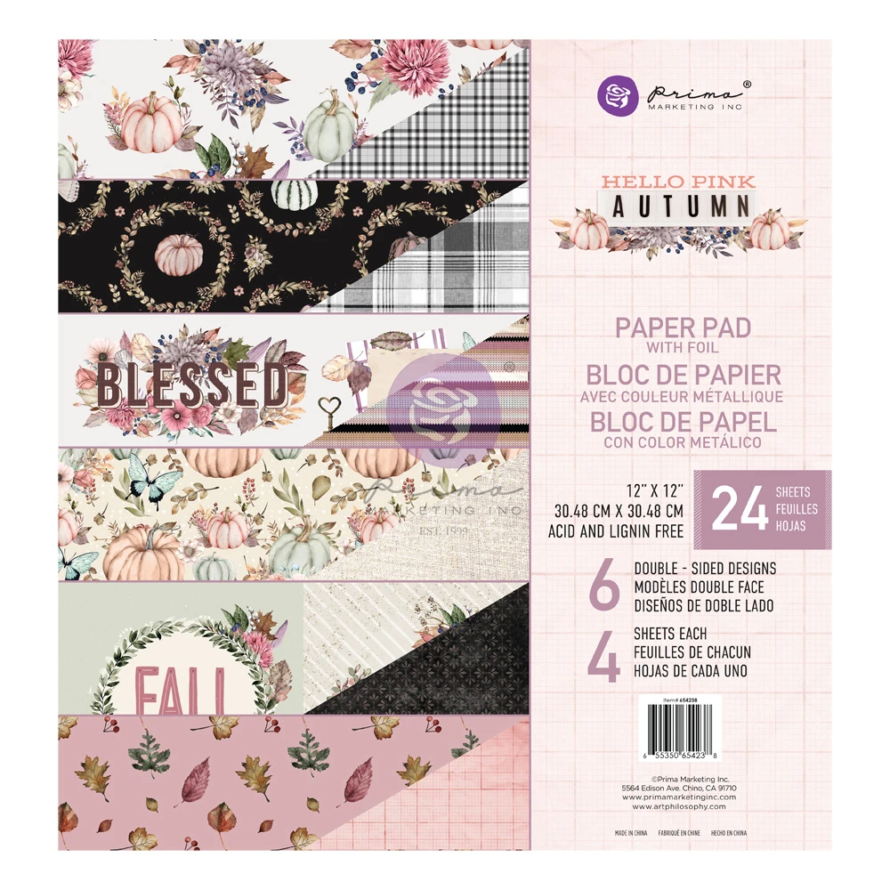 Prima Marketing Hello Pink Autumn 12x12 Inch Paper Pad 3 Prima Marketing Hello Pink Autumn 12x12 Inch Paper Pad