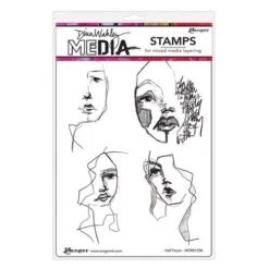 Ranger Dina Wakley MEdia Stamps Half Faces