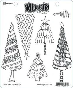 Ranger Dylusions Cling Stamp Set Christmas Tree Time