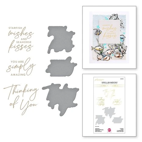 Spellbinders - Seahorse Kisses Sentiments Glimmer Hot Foil Plate & Die Set 2 Spellbinders - Seahorse Kisses Sentiments Glimmer Hot Foil Plate & Die Set